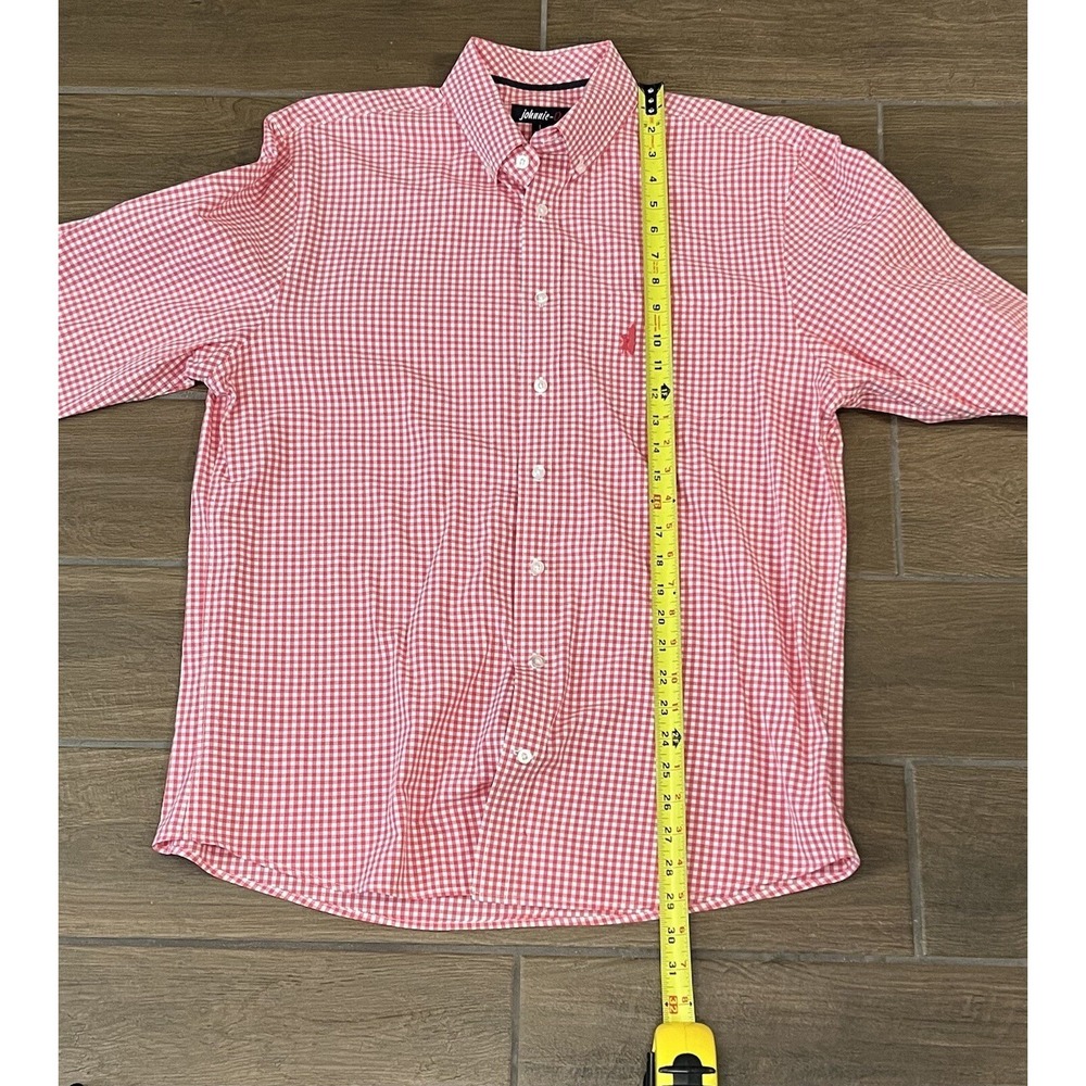 Johnnie-O Shirt Men's Large Red Gingham Check Button Down Long Sleeve Casual - Picture 2 of 7